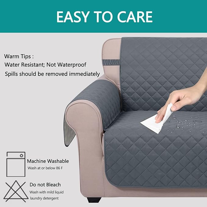 U-NICE HOME Futon Sofa Covers Reversible Sofa Slipcover Armless Cover Furniture Protector Couch Cover Water Resistant (Futon, Dark Blue/Light Grey)