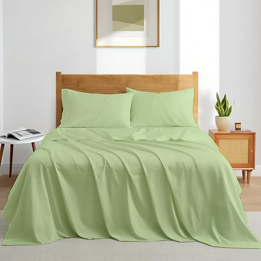 Sleeper Sofa Bed Sheet Set – Full Size, 100% Cotton, 338 Thread Count – 4-Piece Sofa Bed Sheets – Fits Mattresses Up to 6” Deep – Soft & Durable Pull-Out Couch Sheets (Sage Solid)