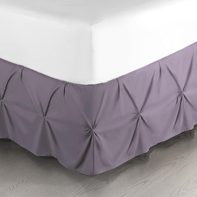 Nestl Grayish Purple Bed Skirt Full Size, Pinch Pleat Full Bed Skirt, 14" Inch Full Bedskirt, Hotel Quality Grayish Purple Bed Skirts, Microfiber Bedskirt for Full Bed, Grayish Purple Full Bed Skirt