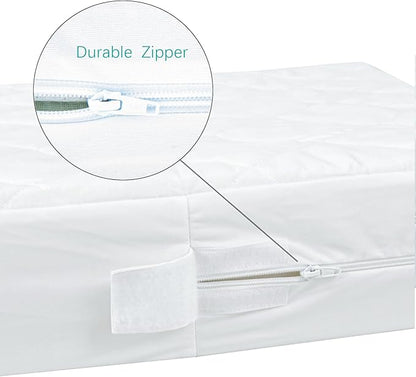Zippered Mini Crib Mattress Protector,Waterproof Playard Mattress Encasement, Breathable and Absorbent, 6 Sides Fully Encased Pack N Play Mattress Cover.