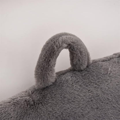 Holawakaka Standard Faux Fur Bed Rest Pillow with Arms, Artificial Rabbit Fur Reading Pillows Perfect for Adults, Teens, Kids, Pregnancy Lumbar & Head Neck Coccyx Lower Back Support Cushion (Grey)