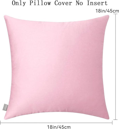 Thmyo 4-Pack 100% Cotton Comfortable Solid Decorative Throw Pillow Case Square Cushion Cover Pillowcases Sublimation Blank DIY Pillow Covers for Sofa(Only Covers, No Pillows)(18x18 inch/45x45cm,Pink)