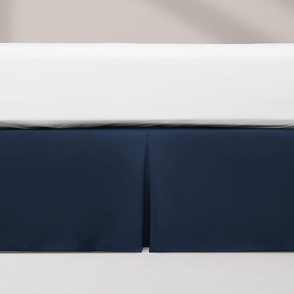 SONIVE Queen Bed Skirt,15" Drop Pleated Dust Ruffle,Classic Tailored Easy Fit Brushed Microfiber Skirts Hotel Quality Shrinkage & Fade Resistant Navy Blue