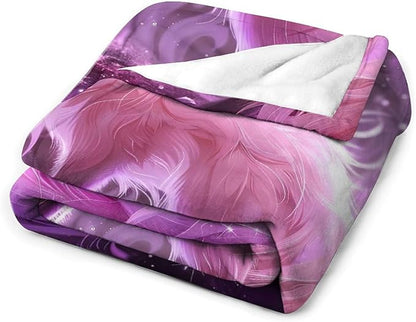 Pink Fox Throw Blanket Fox Blankets Gifts for Couch Sofa Bed Stuff Decor Soft Cozy Lightweight Fleece Flannel Bedding for Lover Men Women Girls Adults 50"x60"