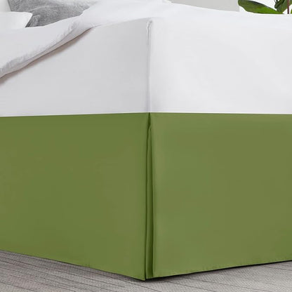 Nestl Calla Green Twin Bed Skirt - Twin Size Bed Skirt 14 Inch Drop - Brushed Microfiber Bed Skirts - Hotel Quality Pleated Bed Skirt - Shrinkage & Fade Resistant