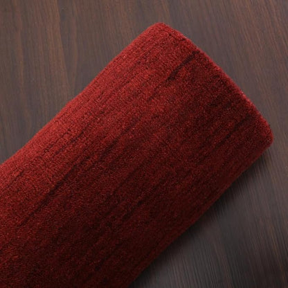 Hand Knotted Loom Wool ECO-Friendly Area Rugs - 3'x12', Runner, Red Color, Solid Plain Design, High Pile Thick Handmade Anti Skid Area Rugs for Living Room, Bed Room (L00111)