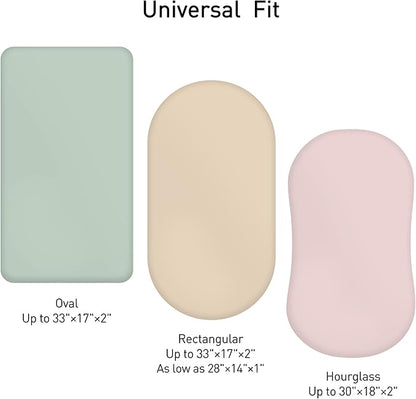 Muslin Bassinet Fitted Sheets, 2 Pack for Baby Boy and Girl, Soft Breathable Stretchy Baby Pad/Mattress Sheet Set, Universal Fit for Hourglass Oval and Rectangle Bassinet Mattress (Bright Leaves)