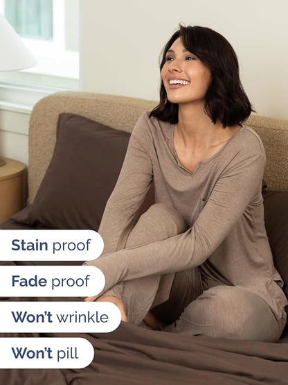 Extra Deep Pocket Twin Sheets - 3 Piece Breathable & Cooling Bed Sheets - Hotel Luxury Bed Sheet Set - Soft, Wrinkle Free & Comfy - Easily Fits Extra Deep Mattresses - Deep Pocket Brown Sheets Set