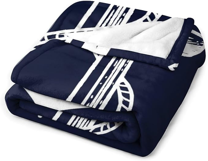 Anchor Blanket Retro Abstract Nautical Navy Blue White Soft Cozy Lightweight Throw Blanket for Kids Girls Boys Women Men Bedroom Living Room Dorm Chair Sofa Travel 70x80in