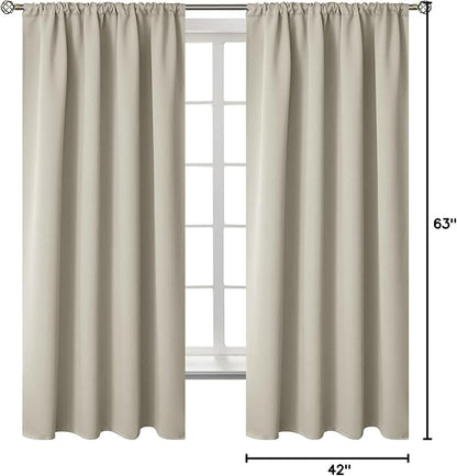BGment Rod Pocket Blackout Curtains for Bedroom - Thermal Insulated Room Darkening Curtain for Living Room, Light Camel, 42 x 63 Inch, 2 Panels