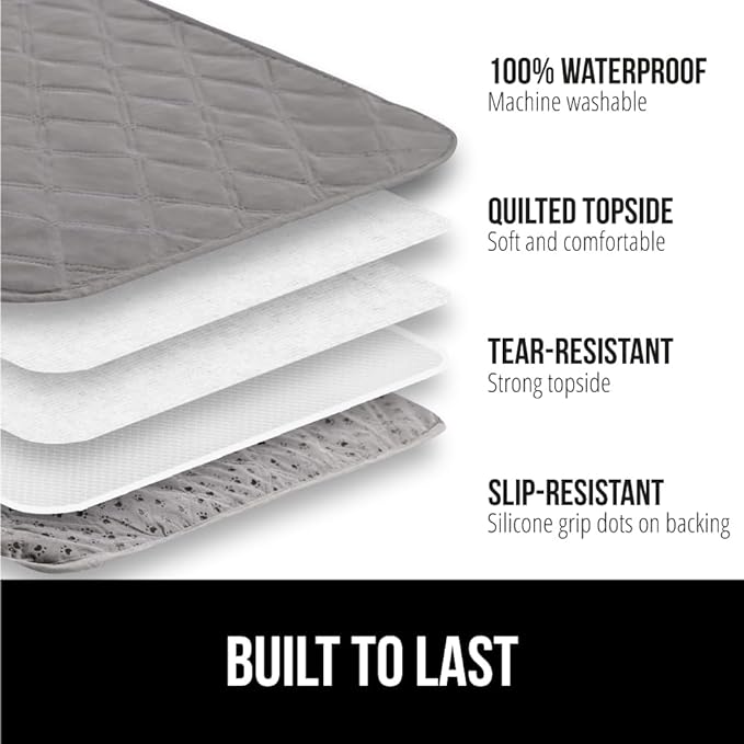 GORILLA GRIP Waterproof Bed Cover for Dogs, 82x52, Gripped Slip Resistant Backing, Leak Proof Washable Dog Blanket Covers Sofa, Couch, Sectional, Crate, Car, RV Seats, Pet Puppy Essentials, Charcoal