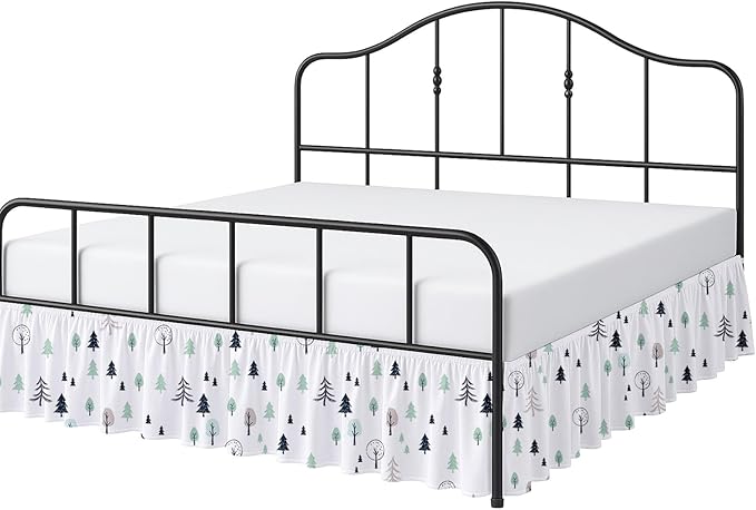 Cottington Lane Ruffled Bed Skirt Full Size with Split Corner, Brushed Microfiber Hotel Quality Dust Ruffle, 21 Inch Drop Gathered Bedskirt, Soft, Stylish, Shrink & Fade Resistant, Winter Forest