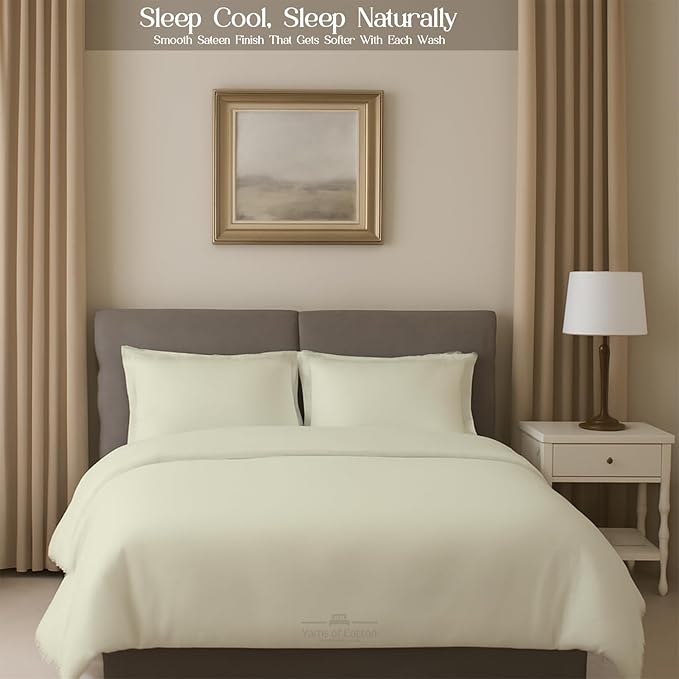 Sleeper Sofa 4 Piece Bed Sheet Set Premium Quality 100% Cotton 500 Thread Count, Smooth & Super Soft Sateen Weave, Extra Soft Bed Sheets, Wrinkle Free, 6 Inch Deep Pocket (Queen, Ivory)