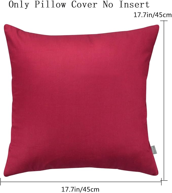 Thmyo 4-Pack 100% Cotton Comfortable Solid Decorative Throw Pillow Case, Square Cushion Cover Pillowcase Sublimation Blank Pillow Covers DIY Throw Pillowcase for Couch(18x18 inch/ 45x45cm,Dark red)