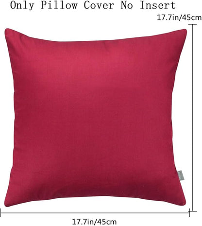 Thmyo 4-Pack 100% Cotton Comfortable Solid Decorative Throw Pillow Case, Square Cushion Cover Pillowcase Sublimation Blank Pillow Covers DIY Throw Pillowcase for Couch(18x18 inch/ 45x45cm,Dark red)