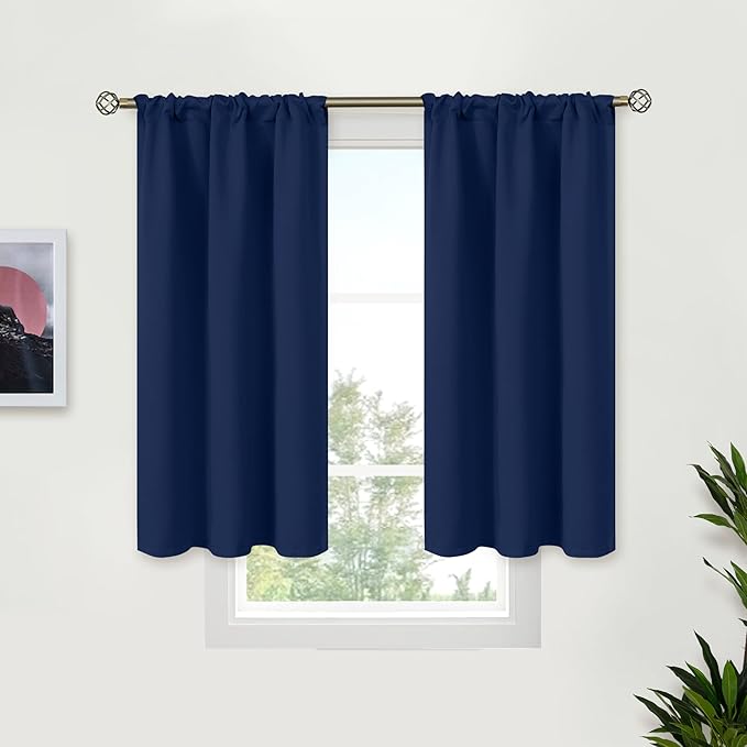 BGment Short Blackout Curtains for Kitchen Window 45 Inch Length - Thermal Insulated Drapes with Rod Pocket Privacy Blinds for Rv Camper Bathroom Bedroom, 2 Panels, 34 X 45 Inch