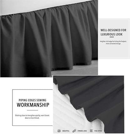 SlumberWell King Bed Skirt with Split Corners, Soft Microfiber, 18 Inch Drop, Dark Grey Solid, Elegant Ruffled Design