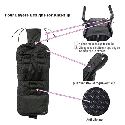 Christmas DIY Play Fun Waterproof Winter Stroller Bunting Bag Toddler,Width Adjustable, Anti-Dirt,Foot Area Open, Hoodie, All Features Needed for Baby Stroller Footmuff