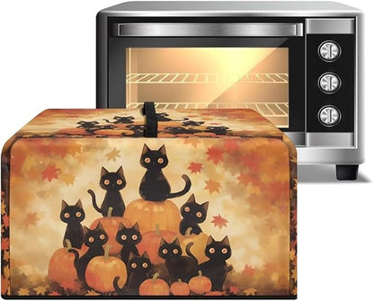 Microwave Oven Dust Cover, Thanksgiving Cat Heat-Resistant Waterproof Microwave Oven Grill Cover Protector Polyester Washable Dust Covers Case Protections for Microwaves Ovens