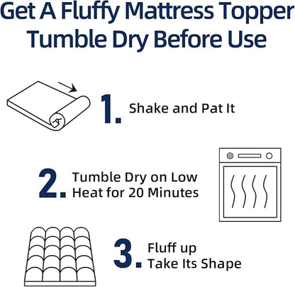 Mattress Topper California King for Back Pain, Extra Thick Mattress Pad Cover, Plush Pillow Top, Deep Elastic Pocket, White, 72"X84"+20"
