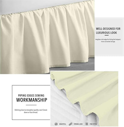 SlumberWell Twin Bed Skirt with Split Corners, Soft Microfiber, 24 Inch Drop, Ivory Solid, Elegant Ruffled Design