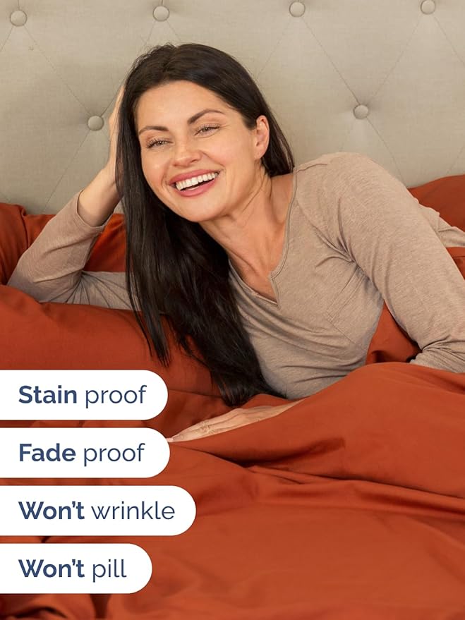 Extra Deep Pocket Full Sheets - 4 Piece Breathable & Cooling Bed Sheets - Hotel Luxury Bed Sheet Set - Soft, Wrinkle Free & Comfy - Easily Fits Extra Deep Mattresses - Deep Pocket Terracotta Sheets