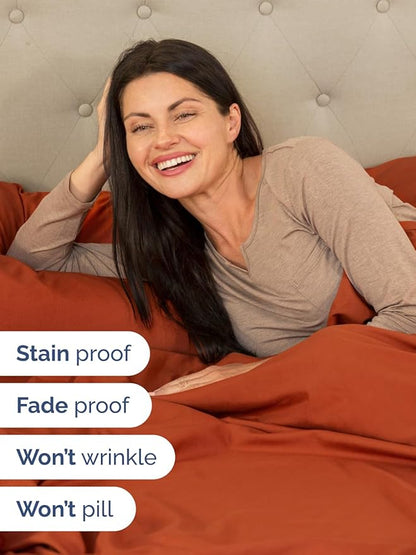 Extra Deep Pocket Full Sheets - 4 Piece Breathable & Cooling Bed Sheets - Hotel Luxury Bed Sheet Set - Soft, Wrinkle Free & Comfy - Easily Fits Extra Deep Mattresses - Deep Pocket Terracotta Sheets