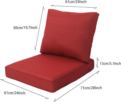 Goodgoods 24x28 inch Outdoor/Indoor Deep Seat Cushions Set of 2 Deep Seat Bottom Resilient Foam Filling Water Repellent Stain-Resistant UV Resistant Weather Resistant Patio Furniture Chili