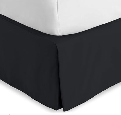 Bare Home Queen Bed Skirt - 15-Inch Tailored Drop Easy Fit - Bed Skirt for Beds - Center & Corner Pleats (Queen, Black)