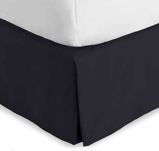 Bare Home Twin XL Bed Skirt - 15-Inch Tailored Drop Easy Fit - Bed Skirt for Twin Extra Long Beds - Center & Corner Pleats (Twin XL, Black)