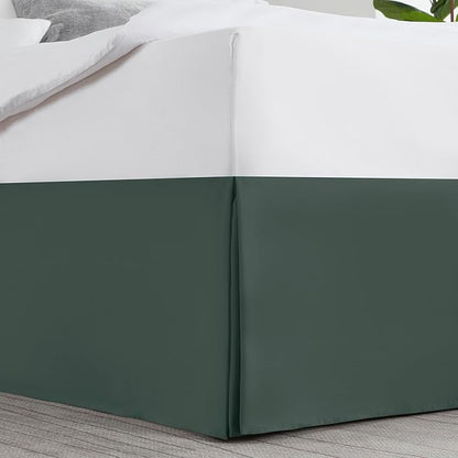 Nestl Forest Green Bed Skirt Cal King Size - Cal King Bed Skirt 14 Inch Drop - Brushed Microfiber Bed Skirts - Hotel Quality Pleated Bed Skirt - Shrinkage & Fade Resistant