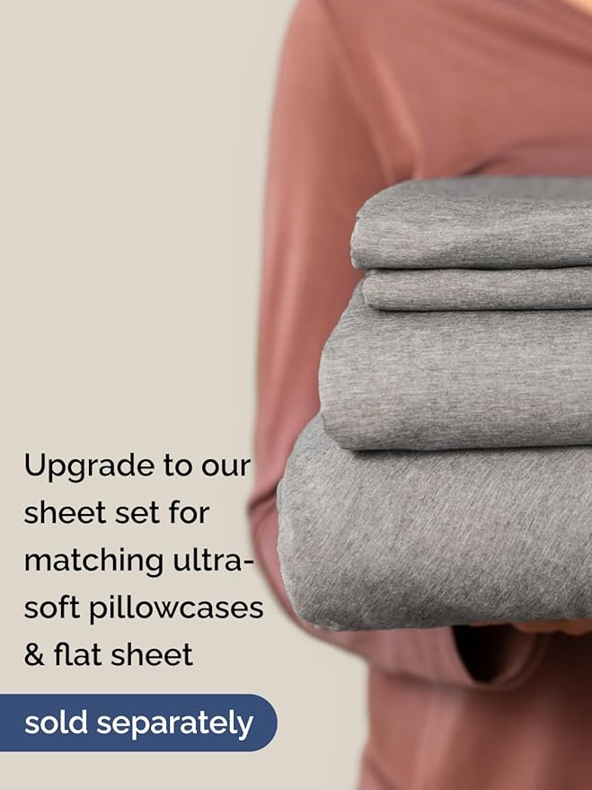 Extra Deep Cal King Fitted Sheet - Hotel Luxury Single Fitted Sheet Only - Easily Fits 18 to 24 inch Mattress - Soft, Wrinkle & Fade Free with Extra Deep Pockets - Breathable & Comfy - Heathered Grey