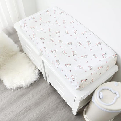 Changing Pad Cover for Girls 2 Pack, Comfy & Breathable Changing Table Cover for 32''x16" Changing Table Pads, Diaper Changing Pad Cover, Pink