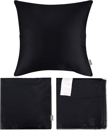 Thmyo 4-Pack 100% Cotton Comfortable Solid Decorative Throw Pillow Case Square Cushion Cover Pillowcase Sublimation Blank Pillow Covers Halloween DIY Throw Pillowcase for Sofa(26x26inch/66x66cm,Black)