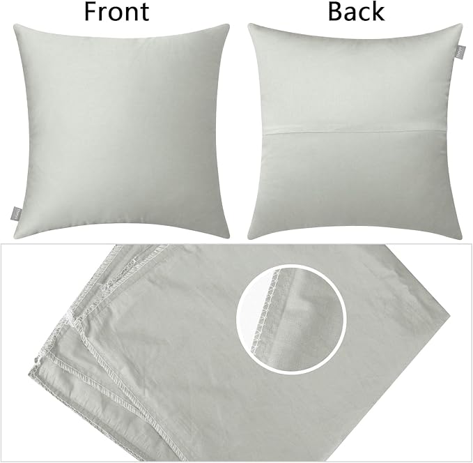 Thmyo 4-Pack 100% Cotton Comfortable Solid Decorative Throw Pillow Case Square Cushion Cover Pillowcases Sublimation Blank Pillow Covers DIY Throw Pillowcases for Sofa Bedroom(18x18inch/45x45cm,Grey)