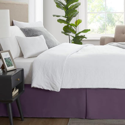 Nestl Dark Purple Full Bed Skirt - Full Size Bed Skirt 14 Inch Drop - Brushed Microfiber Bed Skirts - Hotel Quality Pleated Bed Skirt - Shrinkage & Fade Resistant