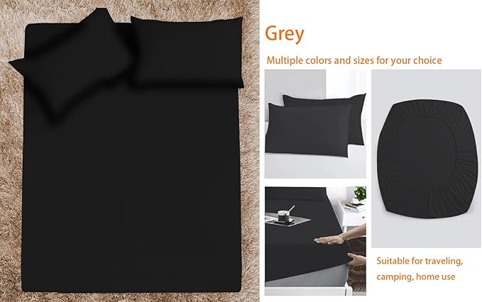 Air Mattress Sheets - 3 Pieces Set - Suitable for Inflatable mattresses 16 inches deep - can be inflated Without disassembly, Convenient, Sturdy, Easy to use air Bed Sheet (Black, Twin)