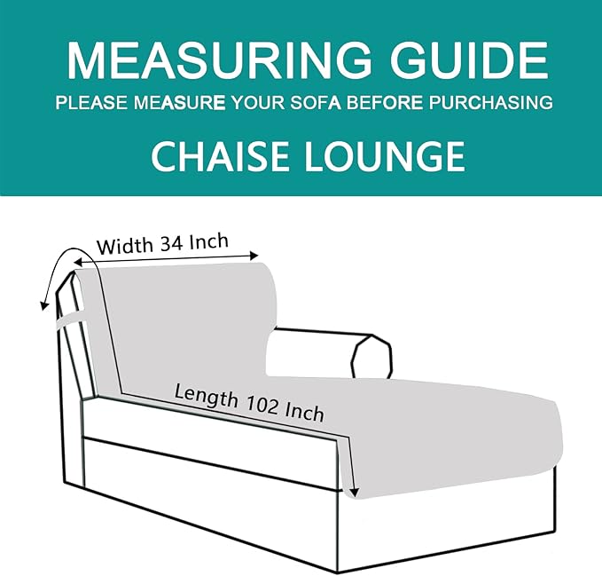 U-NICE HOME Sectional Couch Cover for Dogs Chaise Lounge Reversible Sofa Cover Furniture Protector Cover for Pets with Elastic Adjustable Strap (Chaise Lounge, Light Blue/Beige)