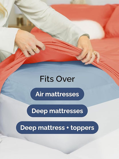 Extra Deep Pocket King Sheets - 4 Piece Breathable & Cooling Bed Sheets - Hotel Luxury Bed Sheet Set - Soft, Wrinkle Free & Comfy - Easily Fits Extra Deep Mattresses - Deep Pocket Coral Sheets Set