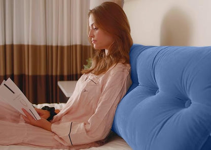 Triangular Reading Bed Rest Pillow Large Bolster Cushion Headboard Backrest Wedge Pillow with Removable Cover and Two Large Side Pockets (Magenta, Twin: 39 x 8 x 20 inches)