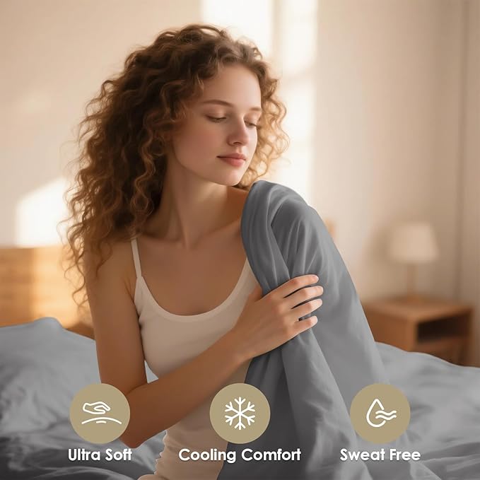 Twin XL Sheet Set - 3 Piece Silky Soft Breathable Bed Sheet & Pillowcase Set, 16" Deep Pocket Hotel Luxury Wrinkle Free Easy Care Bedding Sheets, Light Grey