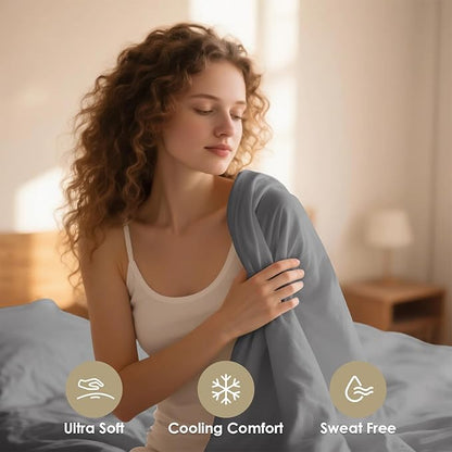 Cal King Size Sheet Set - 4 Piece Silky Soft Breathable Bed Sheet Set, 16" Deep Pocket Hotel Luxury Wrinkle Free Easy Care Bedding Sheets California King,Oeko-Tex-Light Grey