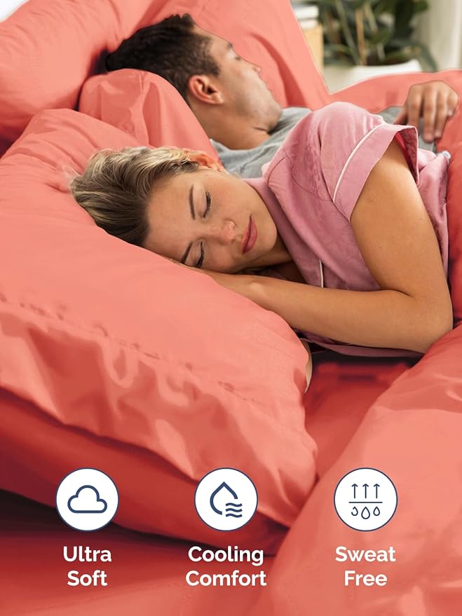 Extra Deep Pocket Full Sheets - 4 Piece Breathable & Cooling Bed Sheets - Hotel Luxury Bed Sheet Set - Soft, Wrinkle Free & Comfy - Easily Fits Extra Deep Mattresses - Deep Pocket Coral Sheets Set