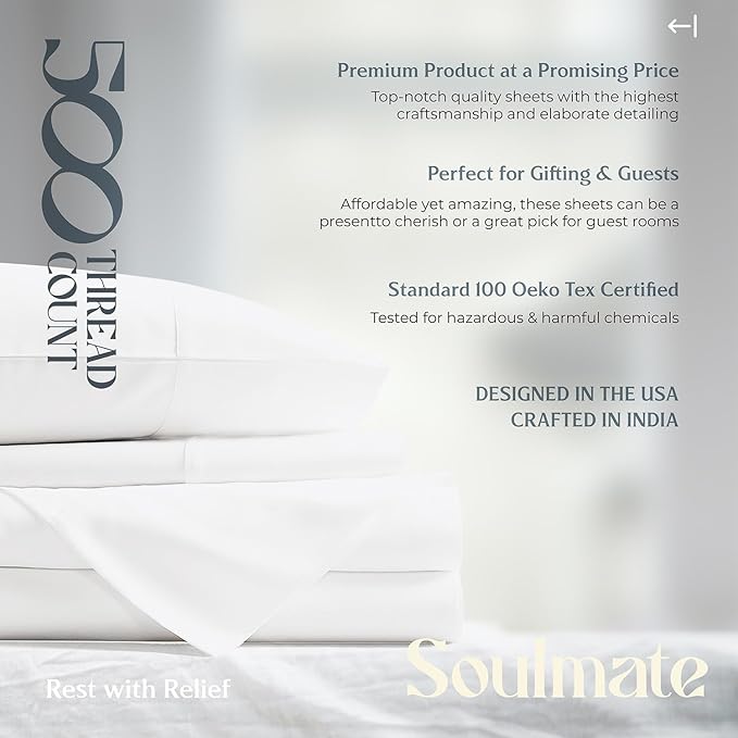 Mayfair Linen 100% Egyptian Cotton 2 Pack King Sheet Set - Luxury 500 Thread Count Cotton Sheets King Size (8 PC, Dark Grey), Soft, Cooling, Sateen Weave, 16" Deep Pocket Hotel Quality Bed Sheet Set