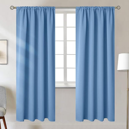 BGment Denim Blue Blackout Curtains 72 Inches Long for Bedroom - Thermal Insulated Window Drapes with Rod Pocket Room Darkening for Living Room, 42 x 72 Inch, 2 Panels