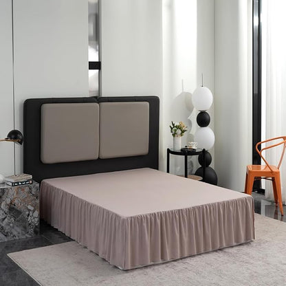 Bed Skirt Full Size Ruffled Bed Skirt with Split Corners, 16 Inch Drop Dust Ruffle Bed Skirts with Platform, Khaki