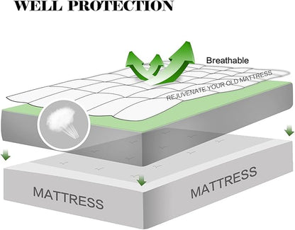 EASELAND Queen Size Mattress Pad Pillow Cover Quilted Fitted Mattress Protector Cotton Top 8-21" Deep Pocket Cooling Mattress Topper (60x80 Inches, Dark Grey)