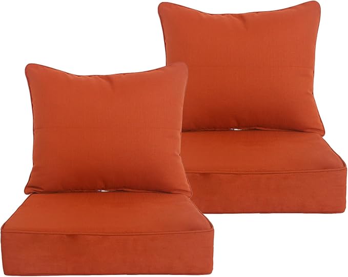 Goodgoods 24x24 inch Outdoor/Indoor Deep Seat Patio Cushions Set of 2 Resilient Foam Filling Water Repellent Stain-Resistant UV Resistant Weather Resistant Deep Seat Bottom Quarry Red