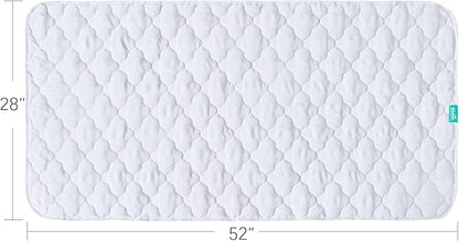 Crib Mattress Protector Pad Cover Quilted Waterproof Incontinence Bed Pads Wetting Protection Pad 52" x 28" Reusable & Non-Slip Potty Training Pads for Toddlers (Quilted Improved Thickness)