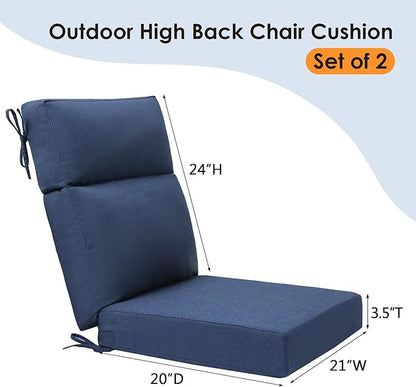 Sunbrella Outdoor High Back Chair Cushion Seat Pads, 44 x 21 Inch Water-Repellent & Fade-Resistant Patio Furniture Cushions with Ties for Adirondack, Rocking Chairs, Specrtum Indigo